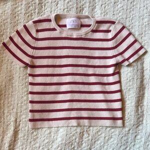 Zara Kids Red and White Striped Tee
